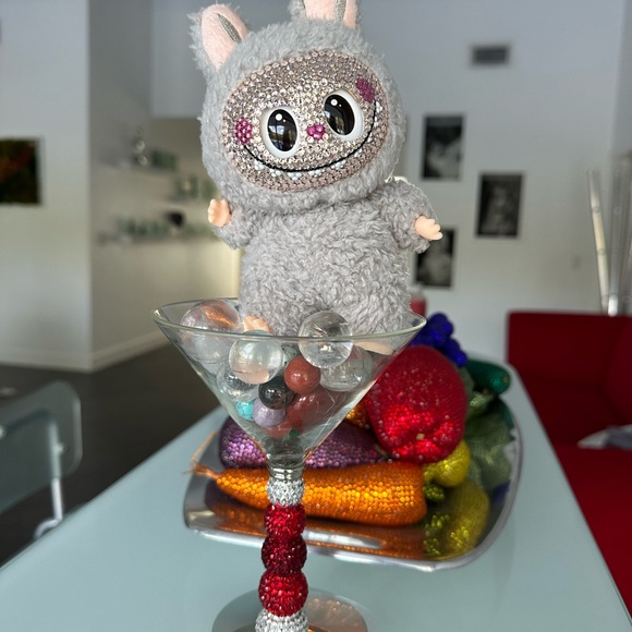 NEW Labubu-inspired Lafufu Swarovski Crystal purse charm keyring - Picture 3 of 4